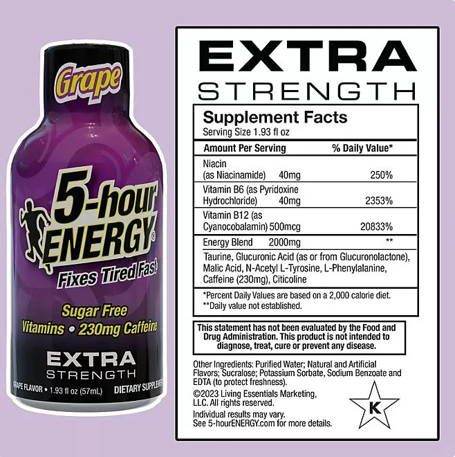 5-Hour Energy Extra StrengthShots GRAPE - 1.93oz/24pk - Image 2