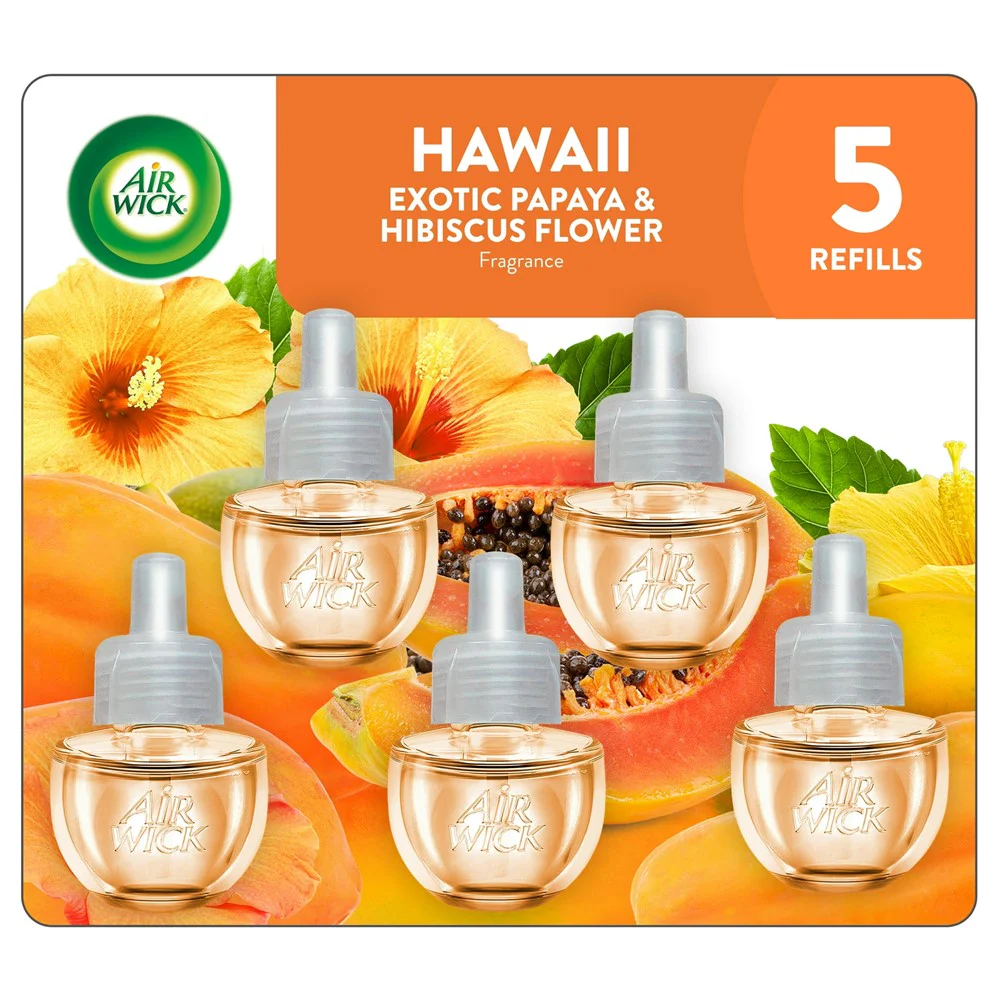 Air Wick Scented Oil - Refill Hawaii Exotic Papaya Hibiscus Flower - 5ct/5pk