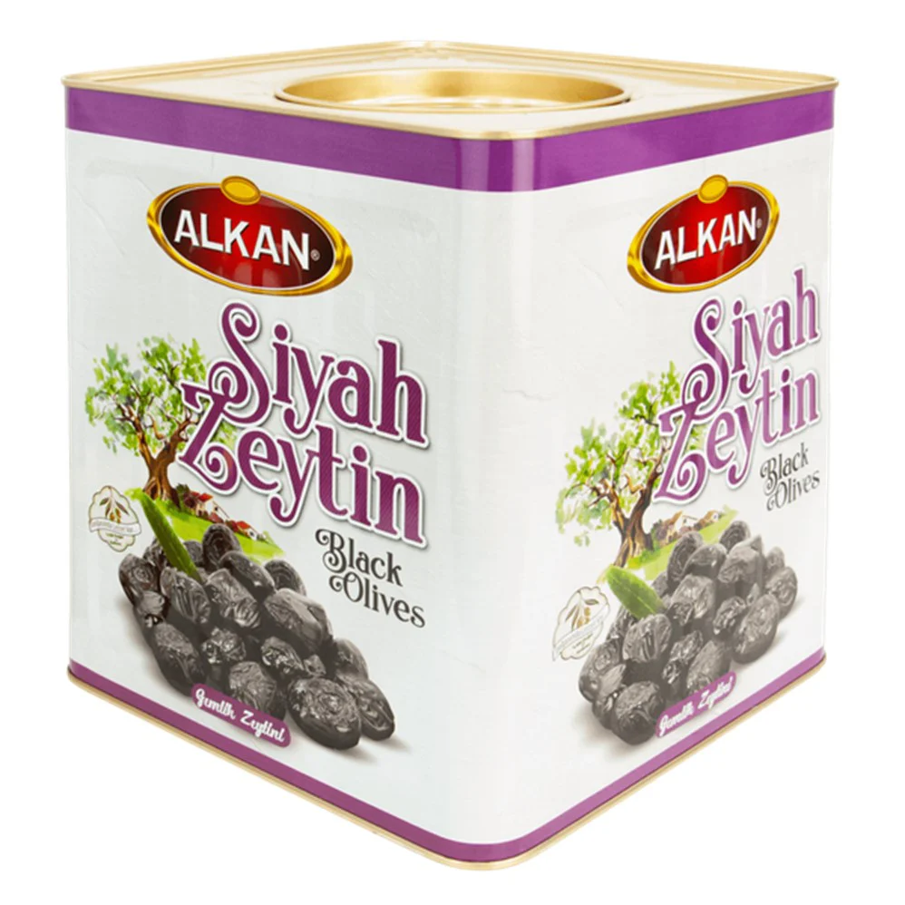 Alkan Gemlik Black Olives XL (201-230) Metal Tin - 10kg/1pk
