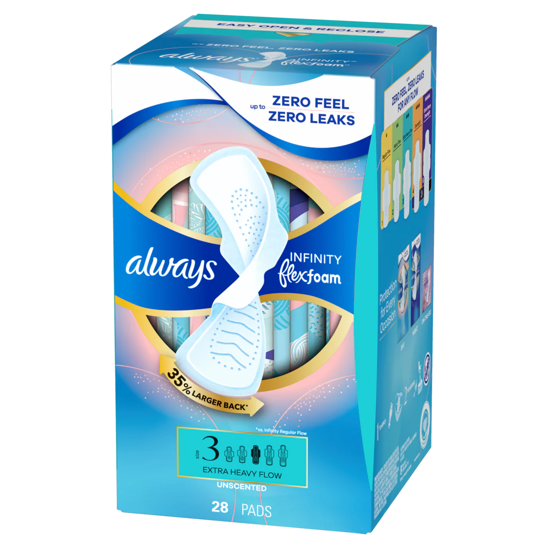 Always Infinity With Flexfoam Pads Size 3 Extra Heavy With Wings Unscented - 28ct/3pk - Image 3
