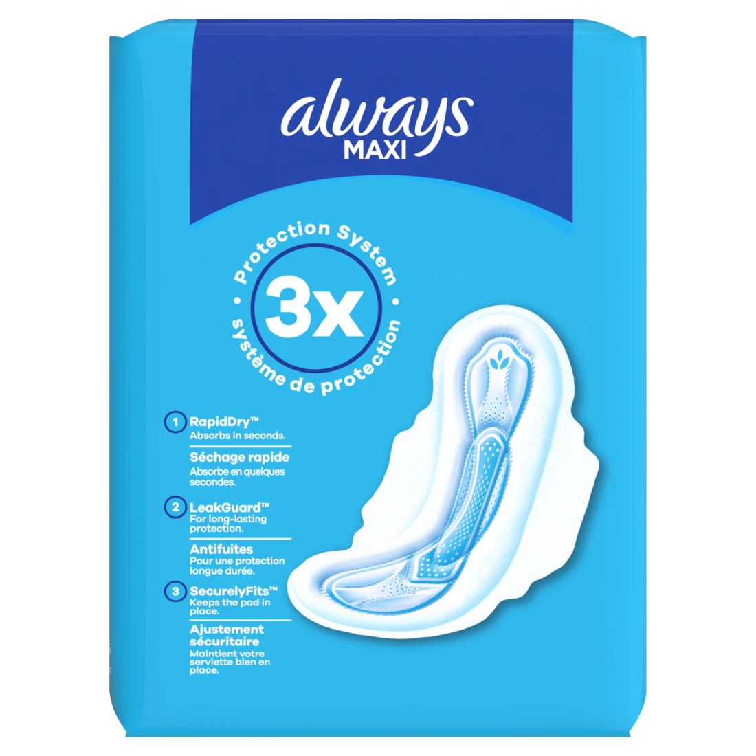Always Maxi Feminine Pads With Wings For Women Size 2 Long Super Absorbency Unscented - 18ct/8pk - Image 2