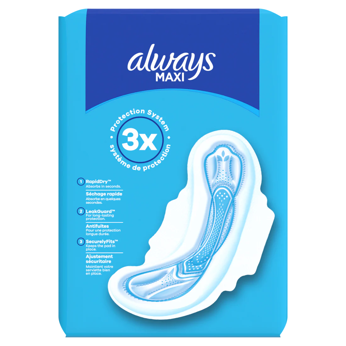 Always Maxi Feminine Pads With Wings For Women Size 3 Extra Long Super Absorbency Unscented - 33ct/3pk - Image 2