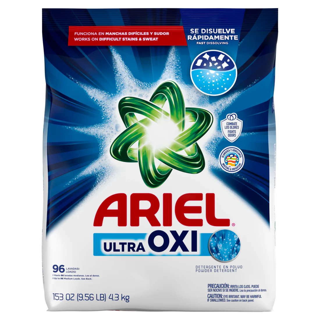Ariel Ultra Oxi Powder Laundry Detergent Original Scent 4.3kg 96 Loads - 153oz/2pk