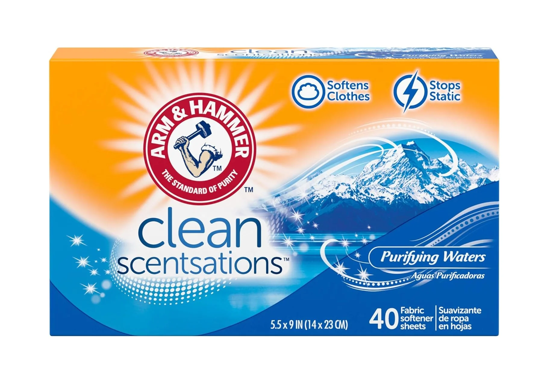 Arm & Hammer Dryer Sheet Purifying Waters - 40ct/12pk