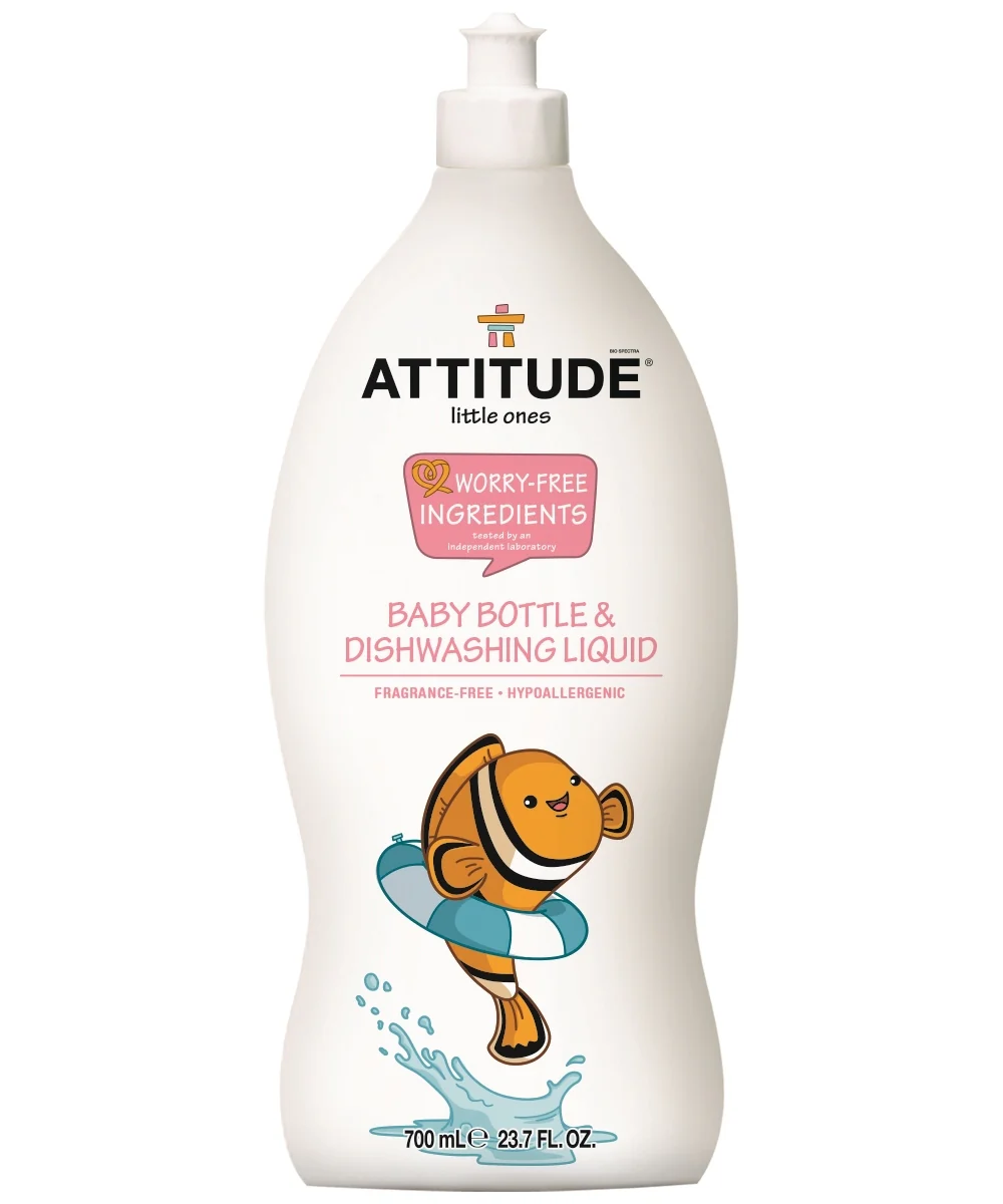 Attitude Baby Bottle & Dish Liquid Fragrance Free - 23.6oz/9pk