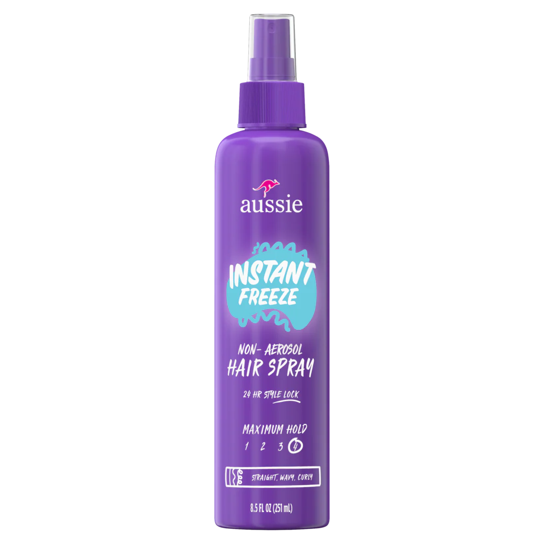 Aussie Instant Freeze Non-Aerosol Hair Spray For Curly Hair Wavy Hair And Straight Hair - 8.5oz/12pk