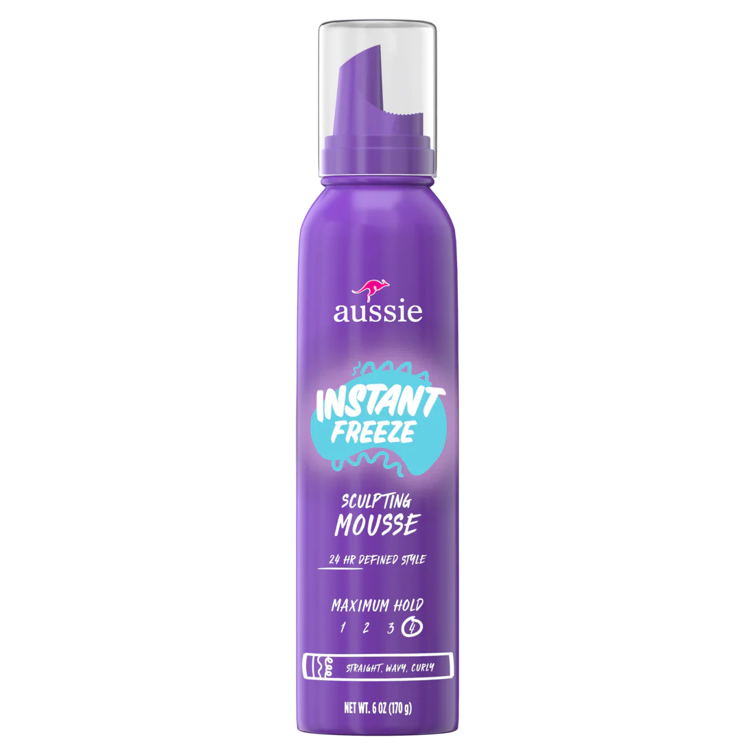 Aussie Instant Freeze Sculpting Mousse Mousse For Curly Hair Straight Hair And Wavy Hair - 6oz/12pk