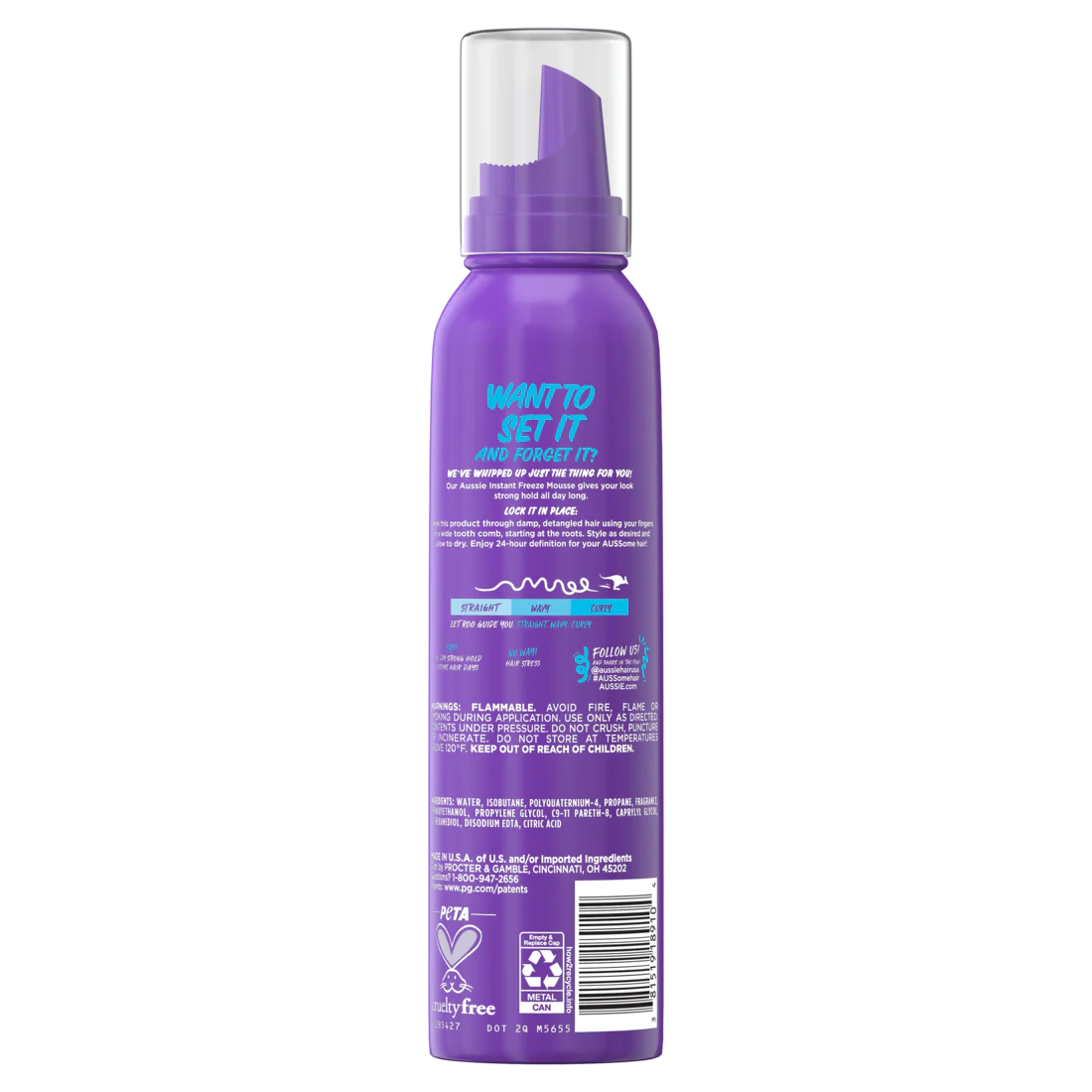 Aussie Instant Freeze Sculpting Mousse Mousse For Curly Hair Straight Hair And Wavy Hair - 6oz/12pk - Image 2