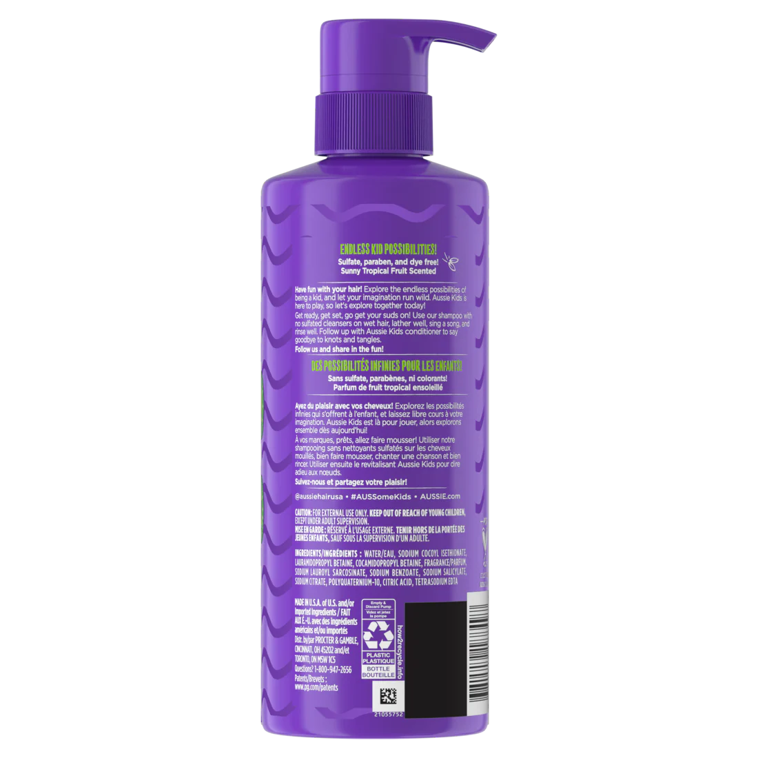 Aussie Kids Moist Sulfate Free Shampoo Dye Free & Paraben Free Shampoo For Kids Kids Shampoo For Curly Hair - 16oz/4pk - Image 2