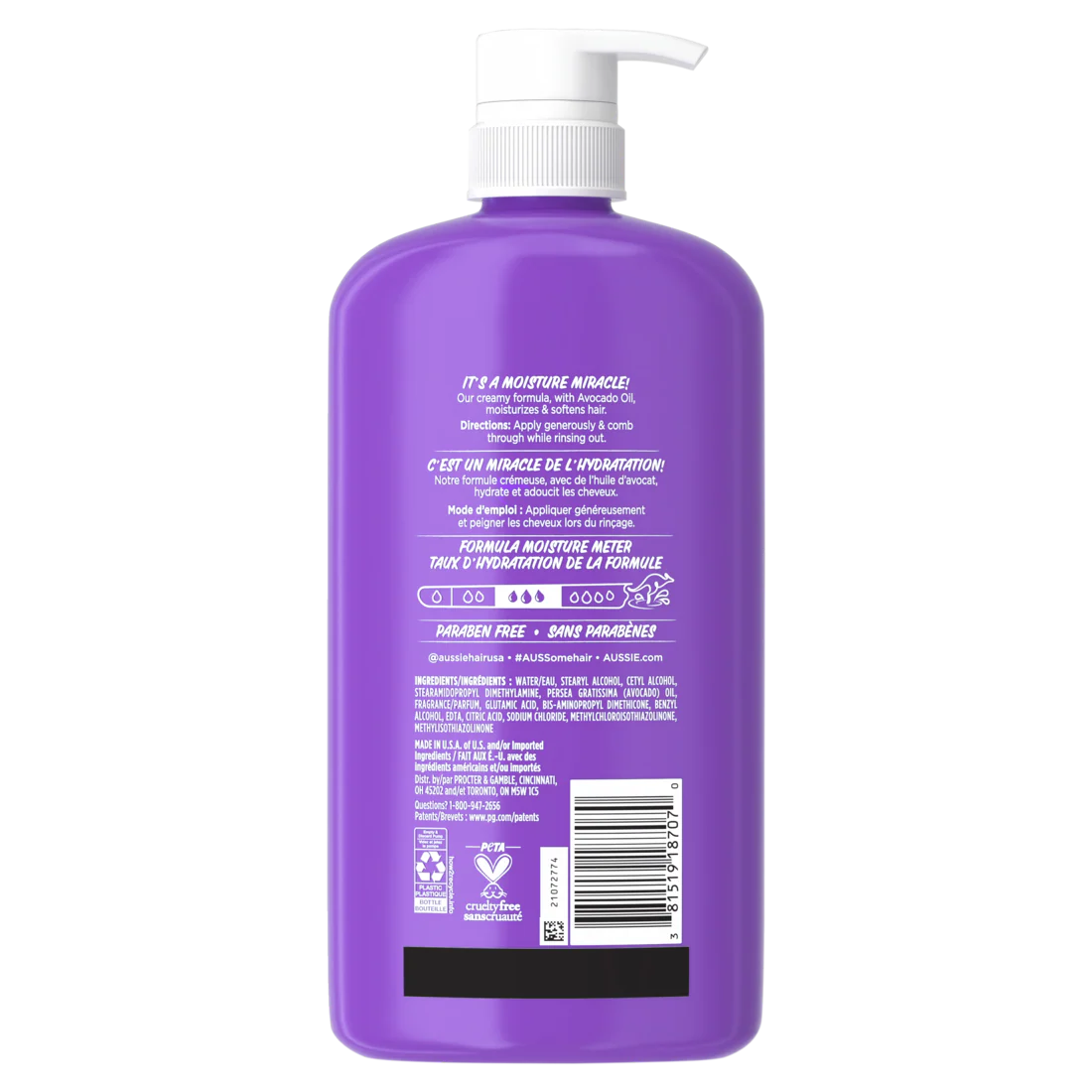 Aussie Miracle Moist Hair Conditioner For All Hair Types Moisturizing Paraben-Free - 30.4oz/4pk - Image 2