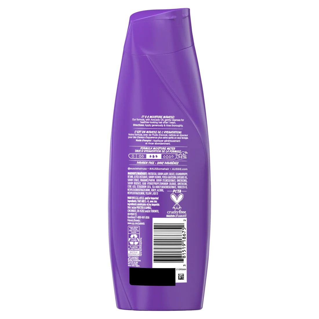 Aussie Miracle Moist Shampoo For Dry Hair And All Hair Types Moisturizing Paraben-Free - 12.1oz/6pk - Image 2