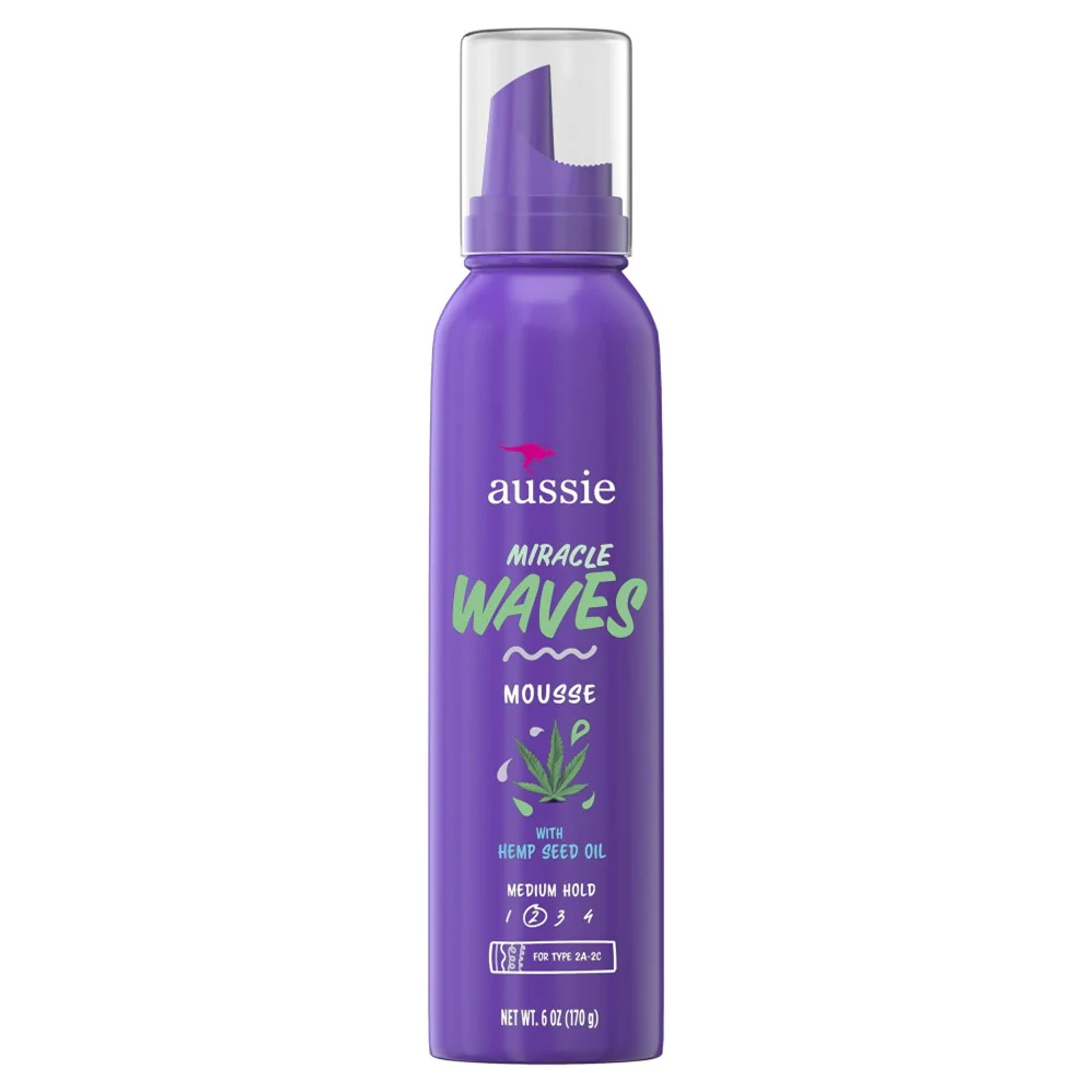 Aussie Miracle Waves Mousse With Hemp Seed Oil For Wavy Hair Paraben-Free - 6oz/12pk