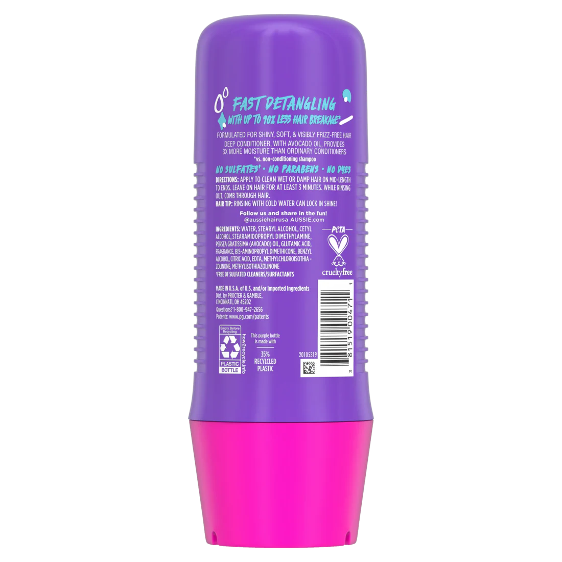 Aussie 3 Minute Miracle Moist Detangling Deep Conditioner Treatment With Avocado Oil Paraben And Sulfate Free - 8oz/6pk - Image 2