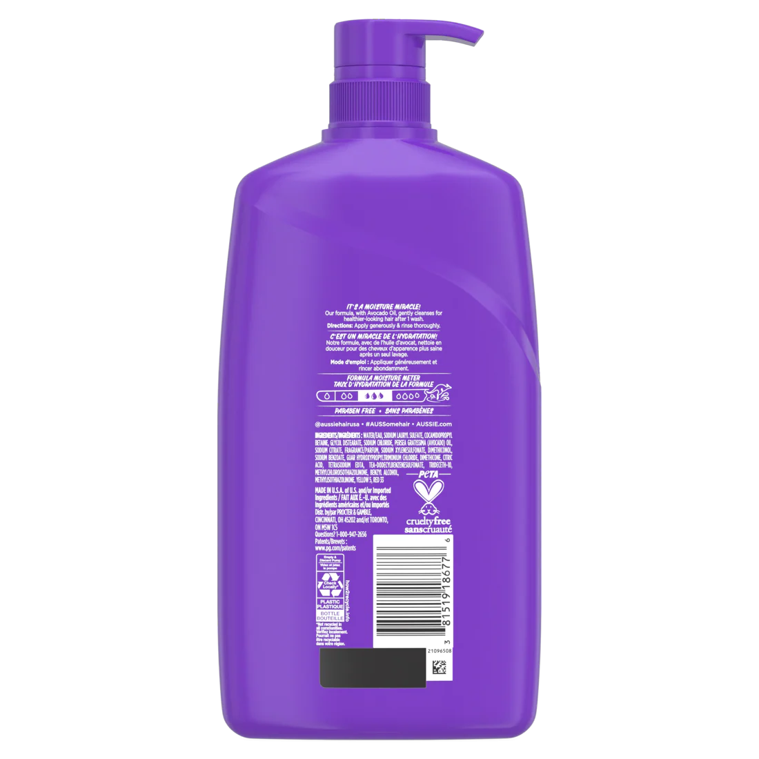 Aussie Miracle Moist Shampoo For Dry Hair And All Hair Types Moisturizing Paraben-Free - 26.2oz/4pk - Image 2