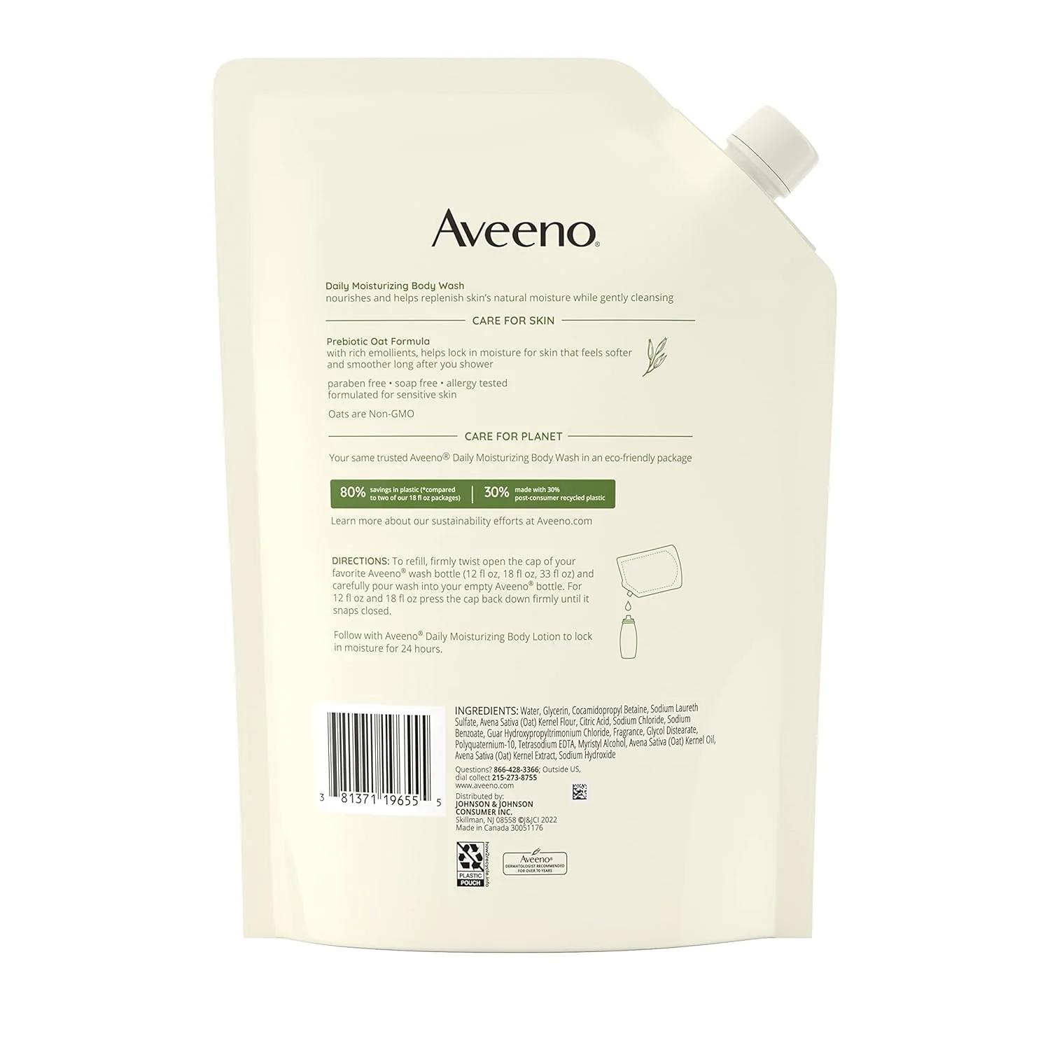 Aveeno Daily Moisturizing Body Wash Dry Skin Lightly Scented Refill - 36oz/3pk - Image 2