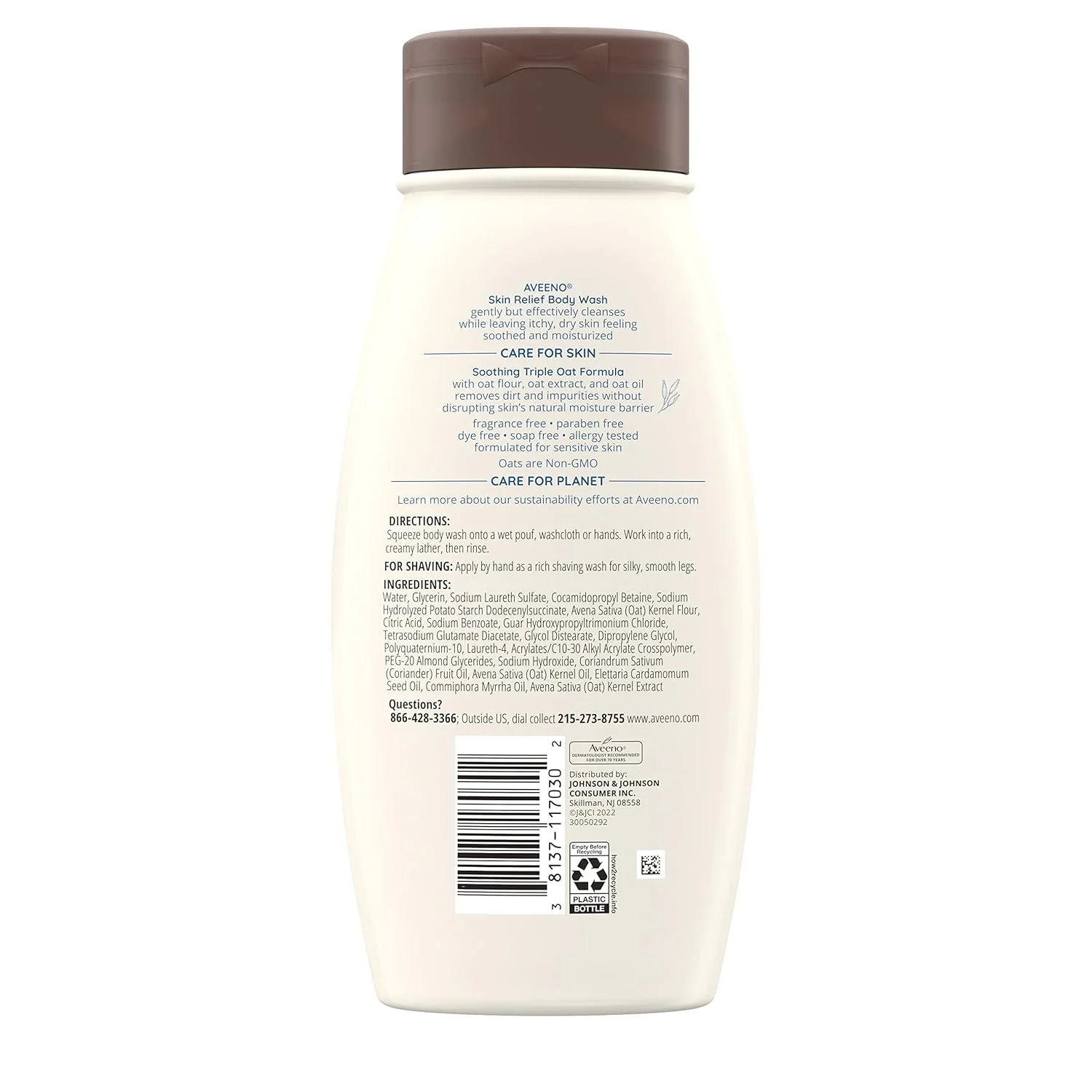 Aveeno Skin Relief Body Wash Itchy Dry Skin Fragrance Free - 18oz/3pk - Image 2