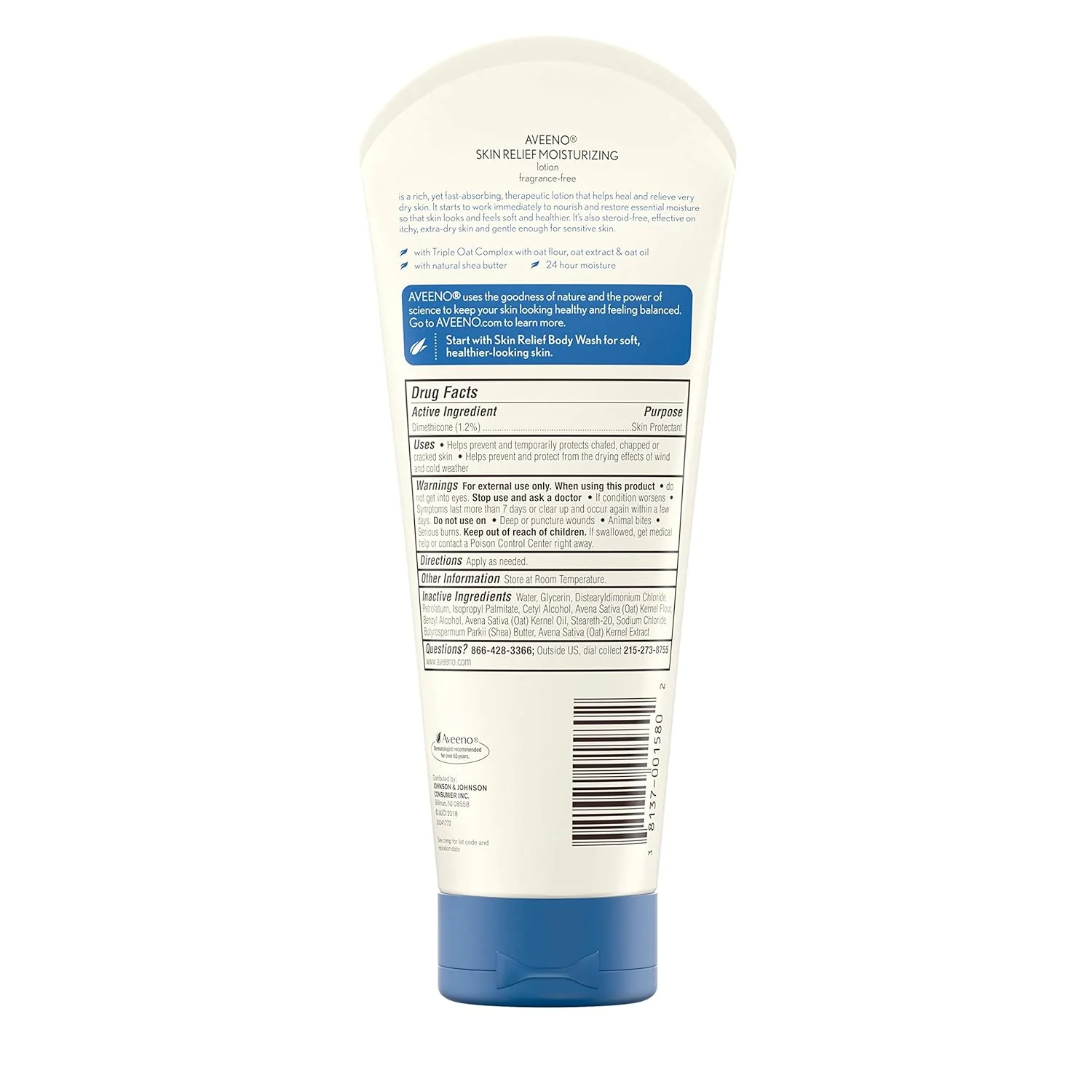 Aveeno Skin Relief Moisturizing Lotion Very Dry Skin Fragrance Free - 8oz/3pk - Image 2