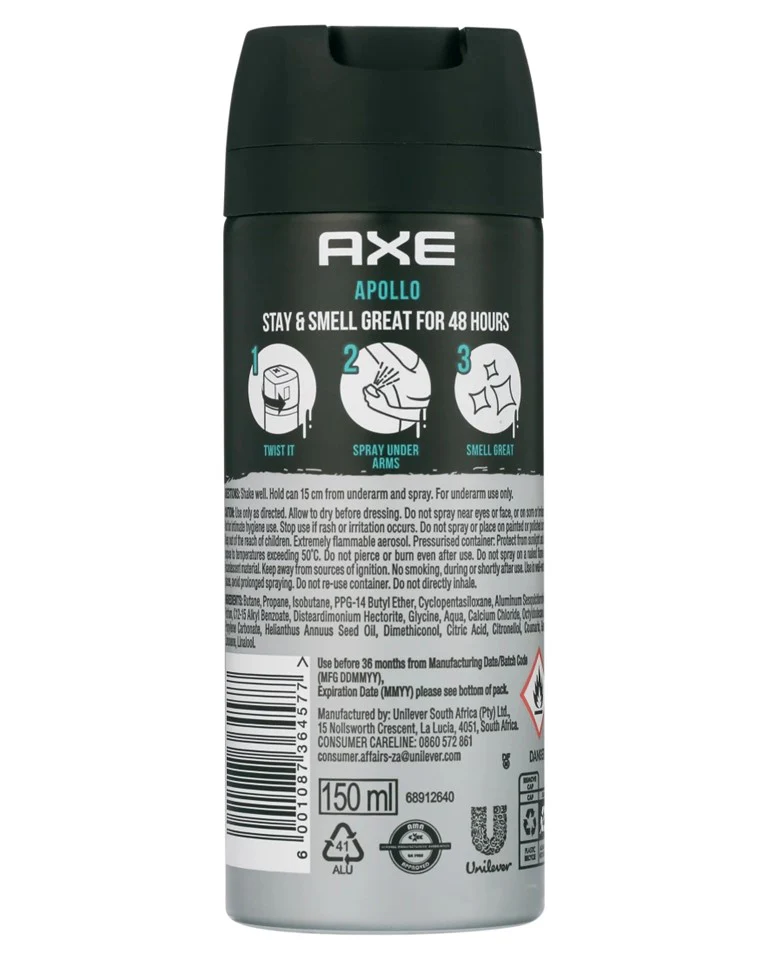 Axe Deodorant Body Spray Apollo - 5.0oz/150ml/6pk - Image 2