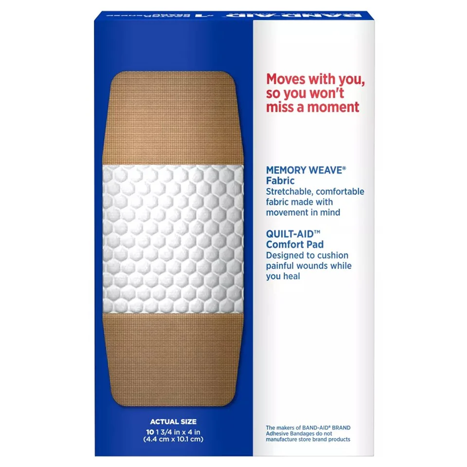 Band-Aid Adhesive Bandages Flexible Fabric Extra Large All One Size 1 3/4" x 4" - 10ct/3pk - Image 2