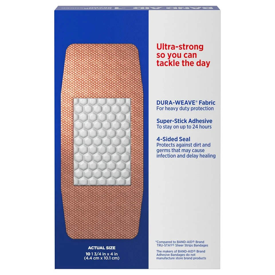 Band-Aid Adhesive Bandages Tough-Strips Extra Large All One Size 1 3/4" x 4" - 10ct/6pk - Image 2