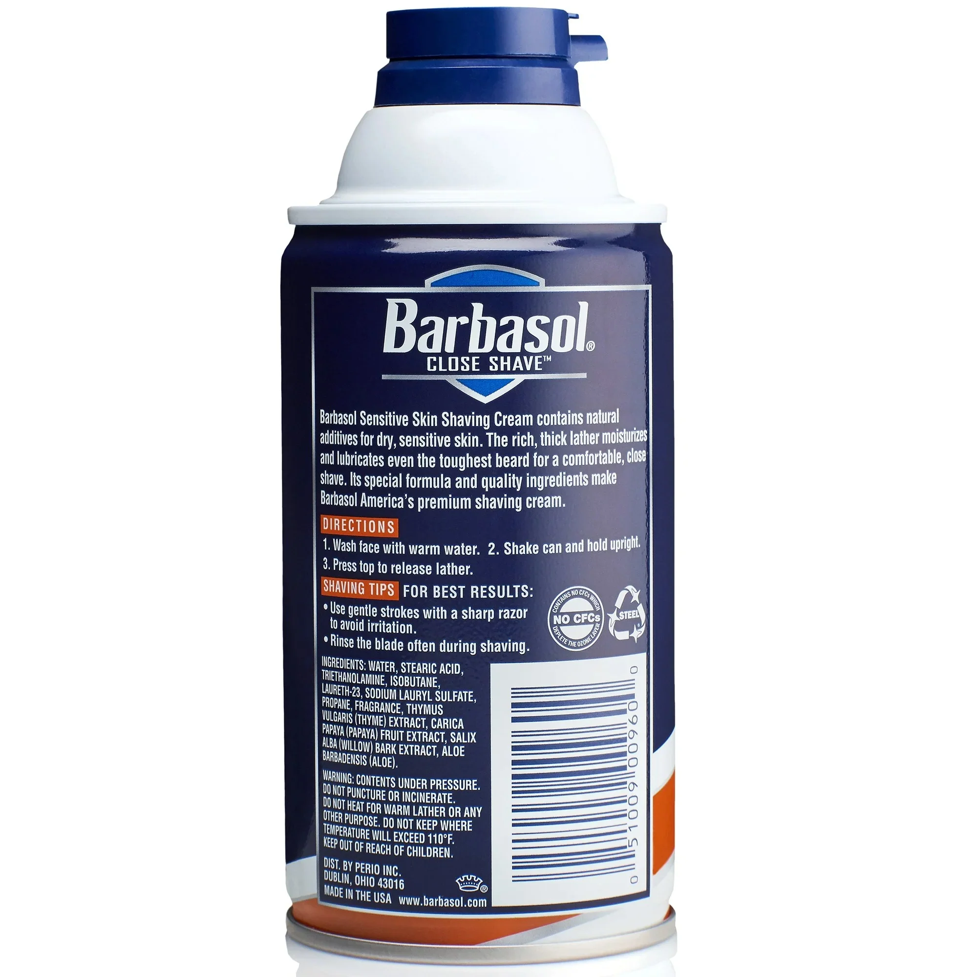 Barbasol Shaving Cream with Rust Resistant Bottom Sensitive Skin 283g - 10oz/6pk - Image 2