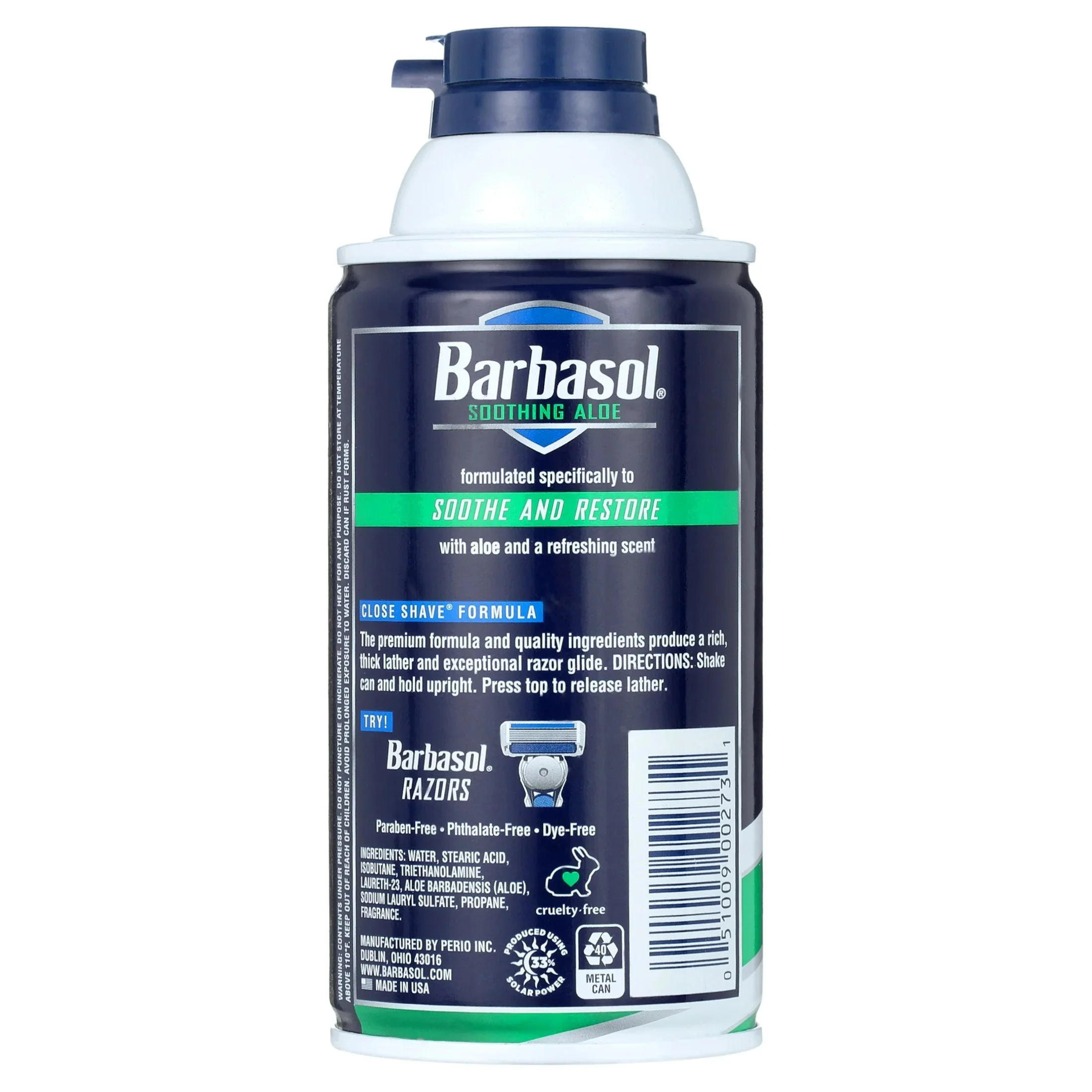 Barbasol Shaving Cream with Rust Resistant Bottom Soothing Aloe 283g - 10oz/6pk - Image 2