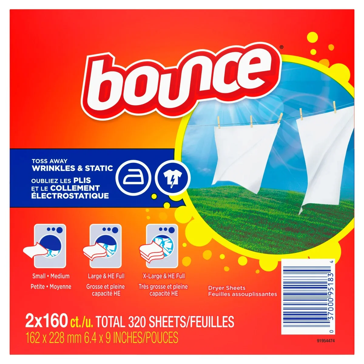 Bounce Dryer Sheets Outdoor Fresh Scent - (2x160)ct/1pk - Image 2