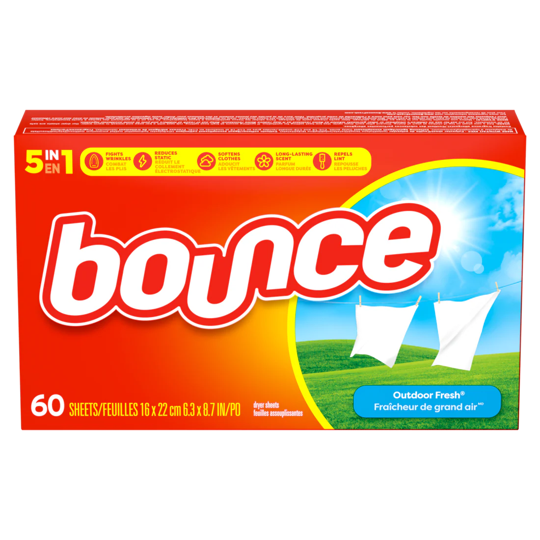 Bounce Dryer Sheets Outdoor Fresh Scent Fabric Softener Sheets Reduces Static Softens And Fights Wrinkles - 60ct/9pk - Image 3