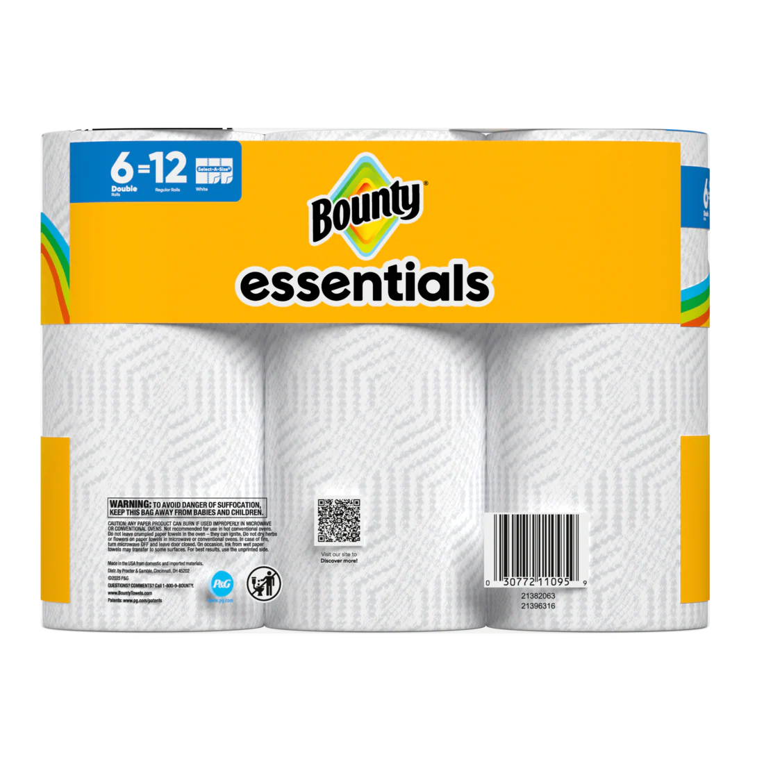 Bounty Paper Towels Essentials Select-A-Size 6 Double Rolls White 108 Sheets Per Roll - 6ct/1pk - Image 2