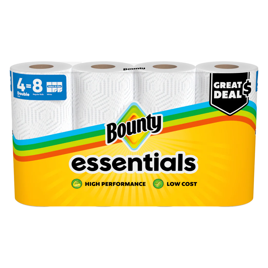 Bounty Paper Towels Essentials Select-A-Size 4 Double Rolls White 108 Sheets Per Roll - 4ct/6pk