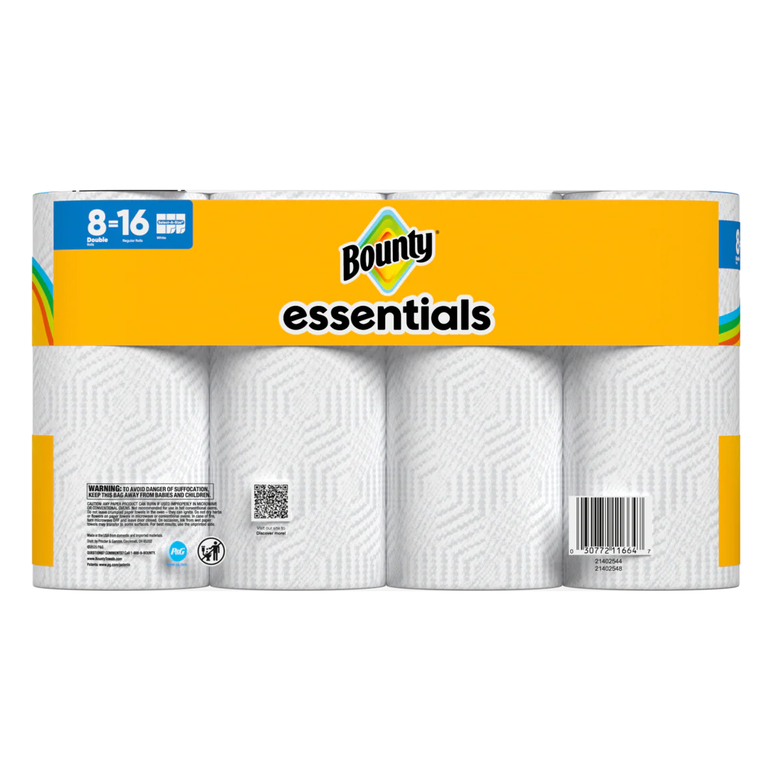 Bounty Paper Towels Essentials Select-A-Size 8 Double Rolls White 108 Sheets Per Roll - 8ct/1pk - Image 2