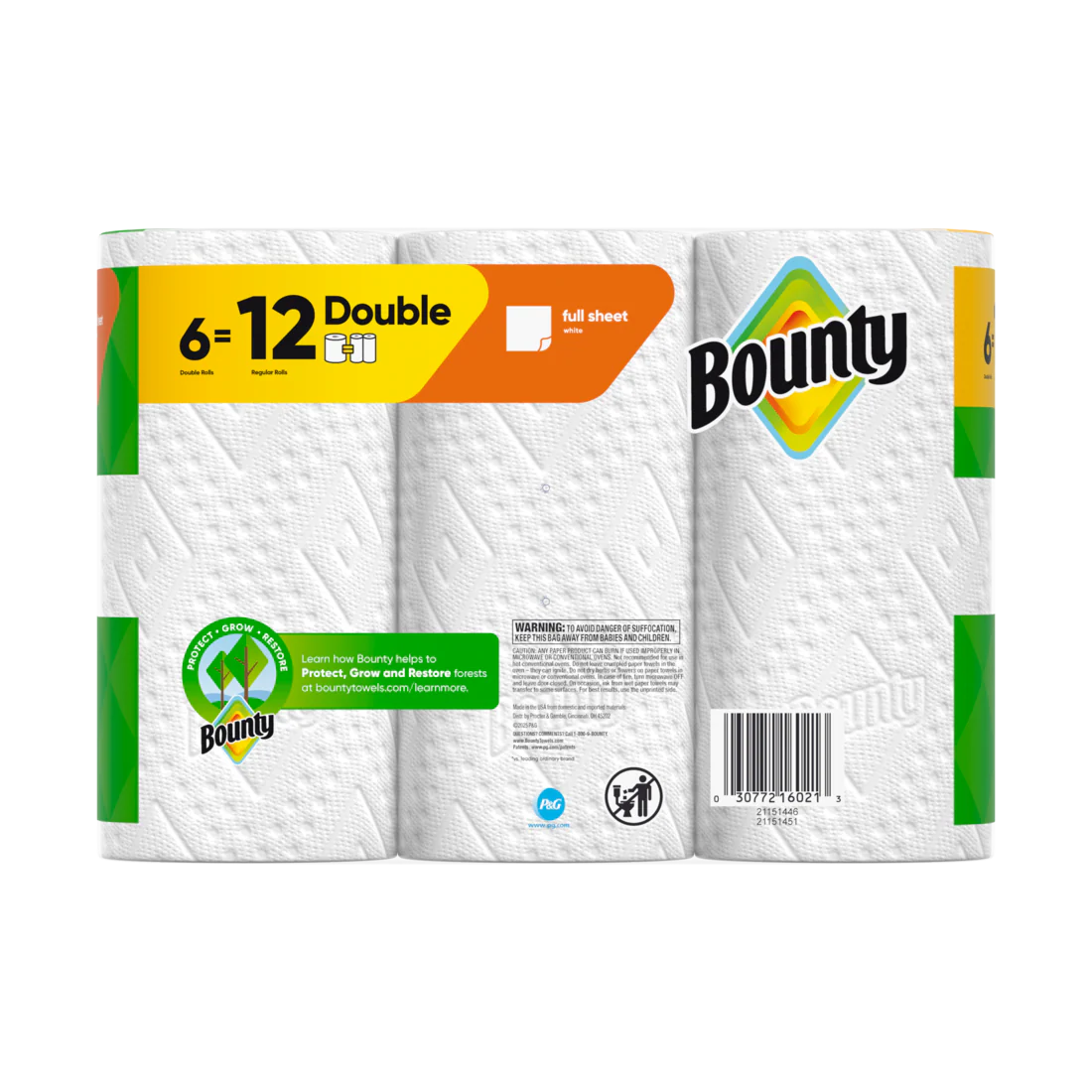 Bounty Paper Towels Full Sheet White 6 Double Rolls 50 Sheets Per Roll - 6ct/1pk - Image 2