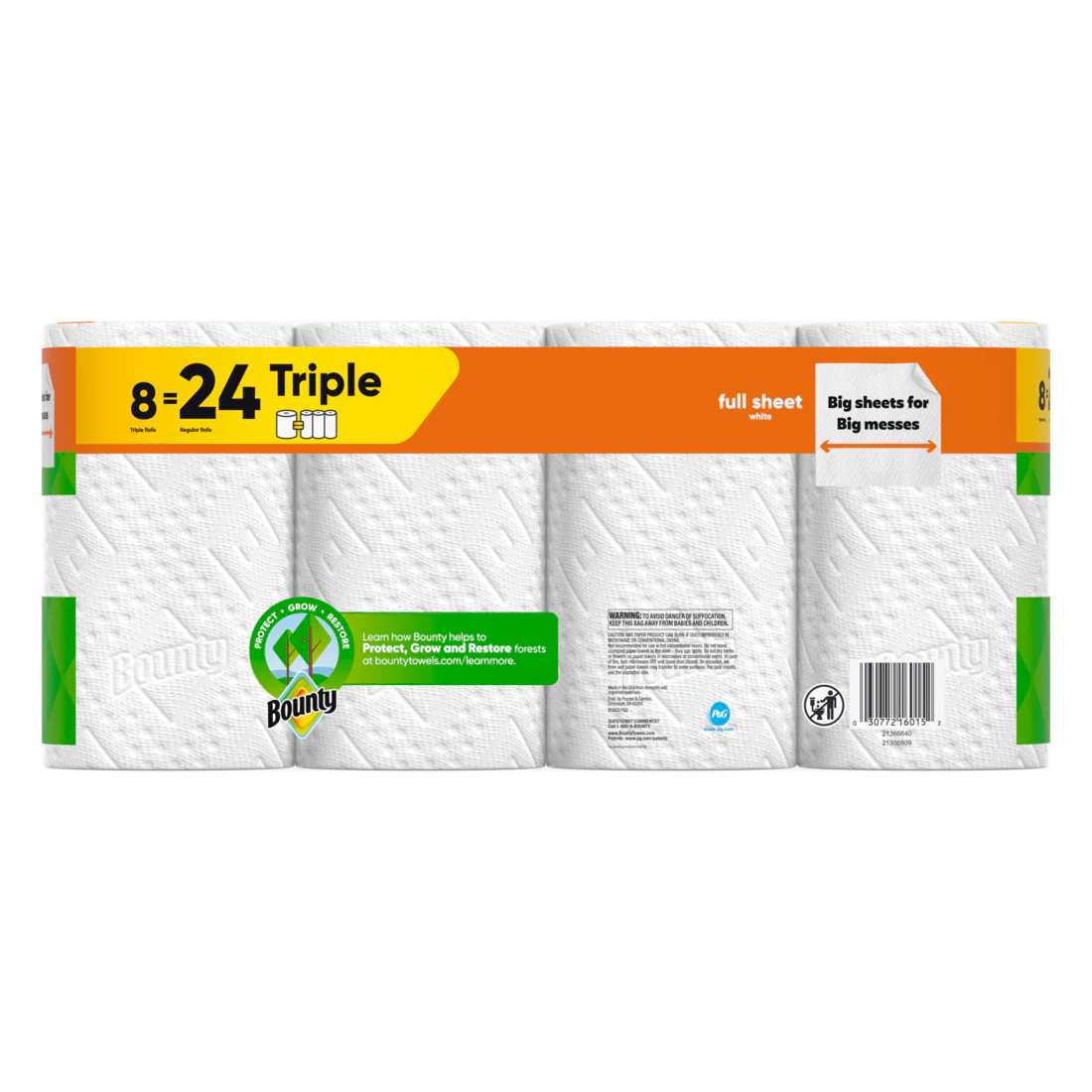 Bounty Paper Towels Full Sheet White 8 Triple Rolls 75 Sheets Per Roll - 8ct/1pk - Image 2