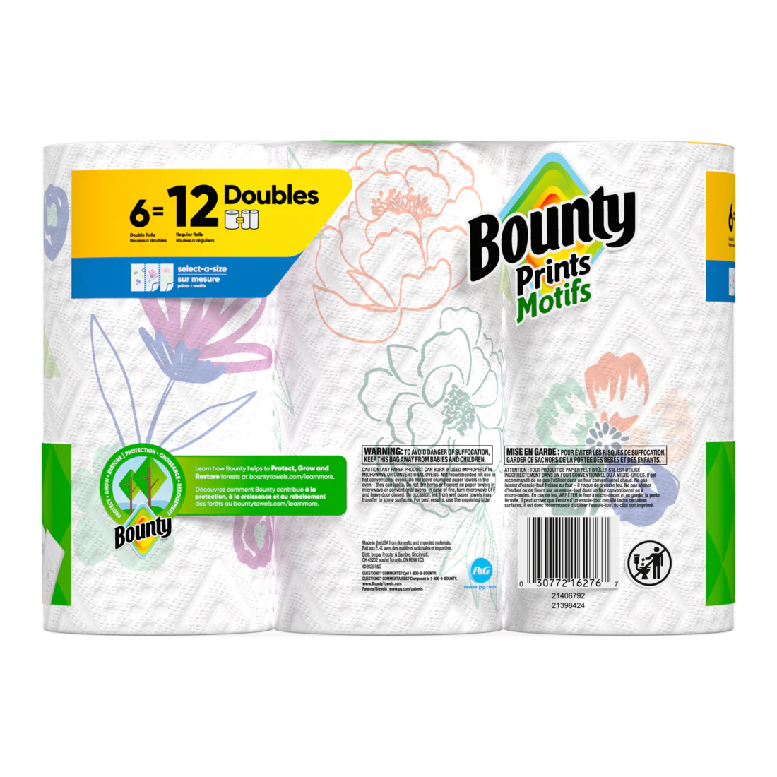 Bounty Paper Towels Select-A-Size Print 6 Double Rolls 82 Sheets Per Roll - 6ct/1pk - Image 2