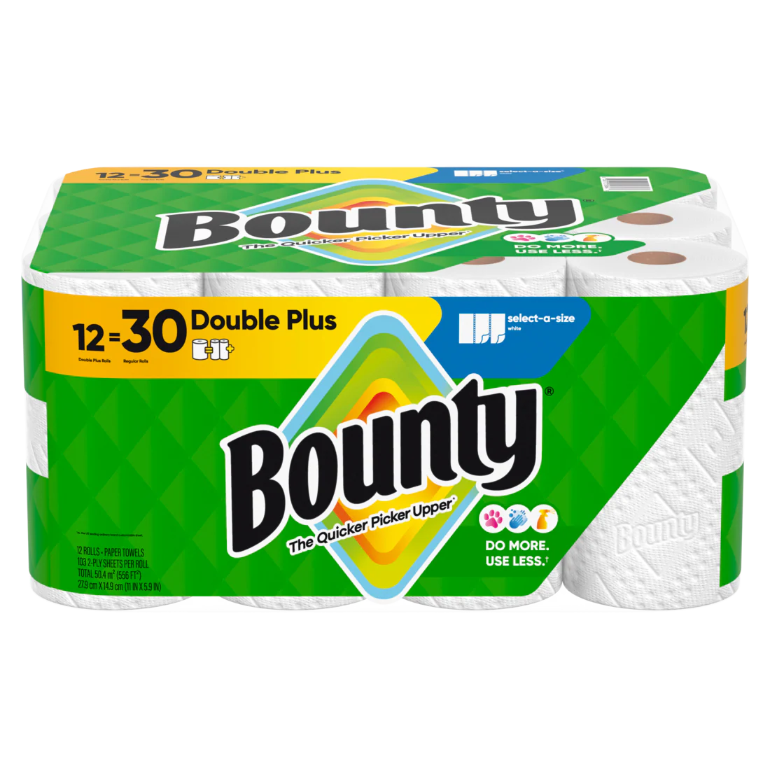 Bounty Paper Towels Select-A-Size White 12 Double Plus Rolls 103 Sheets Per Roll - 12ct/1pk