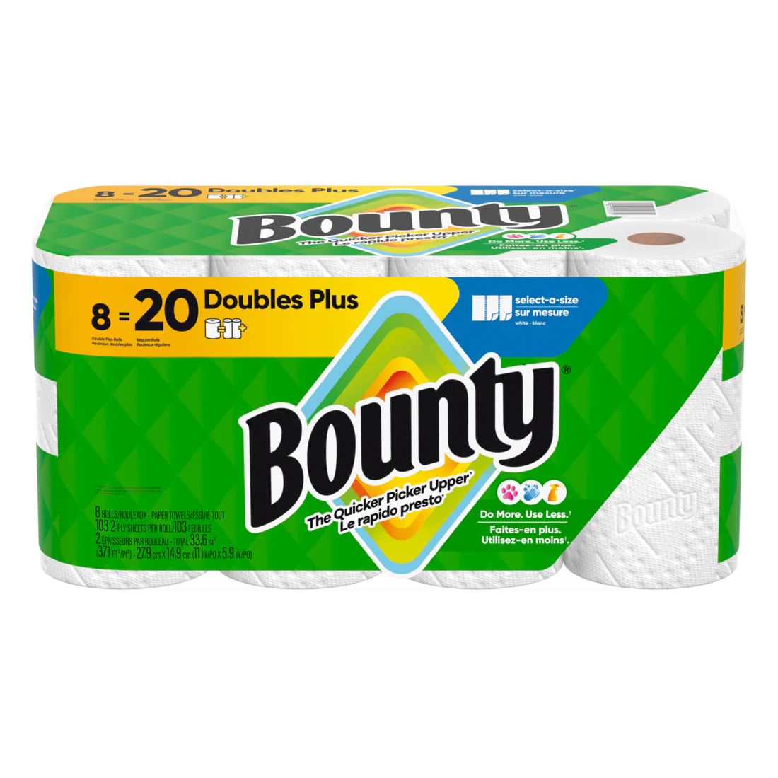 Bounty Paper Towels Select-A-Size White 8 Double Plus Rolls 103 Sheets Per Roll - 8ct/1pk