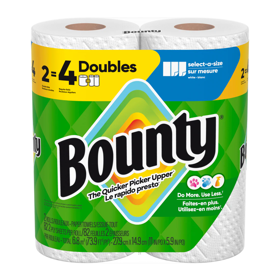 Bounty Paper Towels Select-A-Size White 2 Double Rolls 82 Sheets Per Roll - 2ct/6pk
