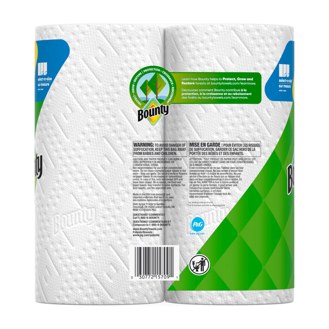 Bounty Paper Towels Select-A-Size White 2 Double Rolls 82 Sheets Per Roll - 2ct/6pk - Image 2