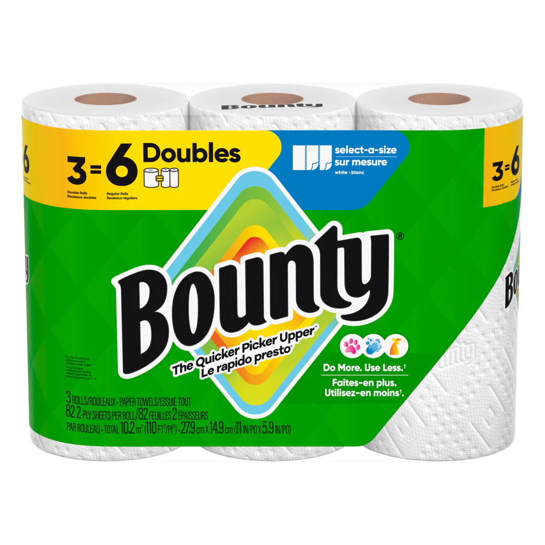 Bounty Paper Towels Select-A-Size White 3 Double Rolls 82 Sheets Per Roll - 3ct/8pk