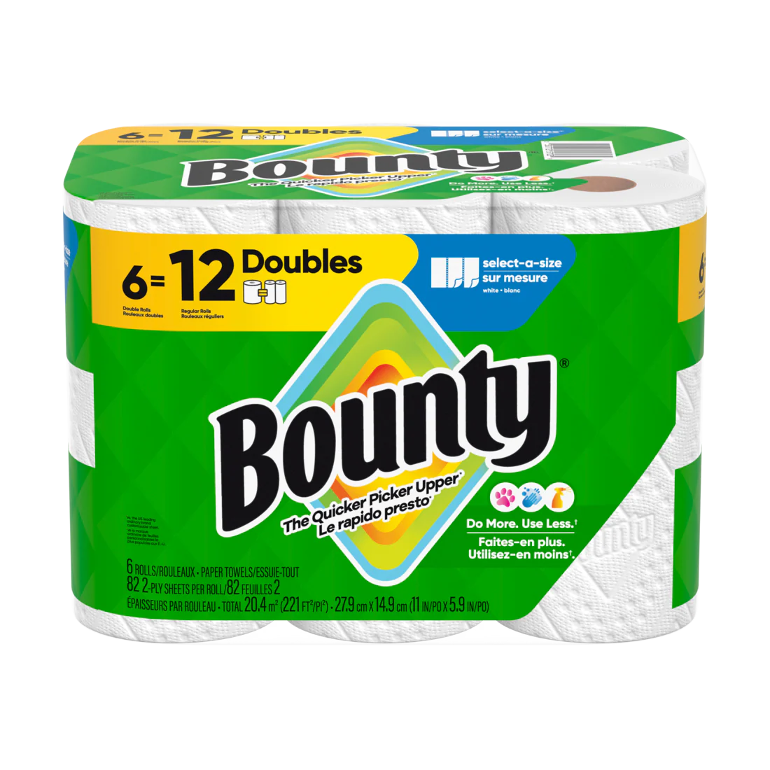 Bounty Paper Towels Select-A-Size White 6 Double Rolls 82 Sheets Per Roll - 6ct/1pk