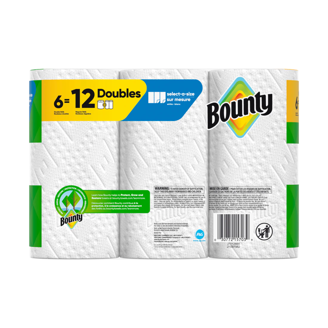 Bounty Paper Towels Select-A-Size White 6 Double Rolls 82 Sheets Per Roll - 6ct/1pk - Image 2