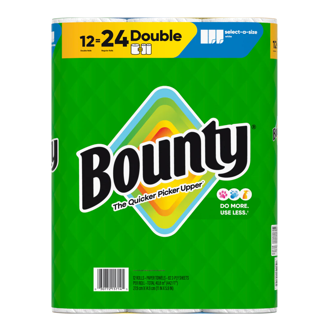 Bounty Paper Towels Select-A-Size White 12 Double Rolls 82 Sheets Per Roll - 12ct/1pk - Image 2