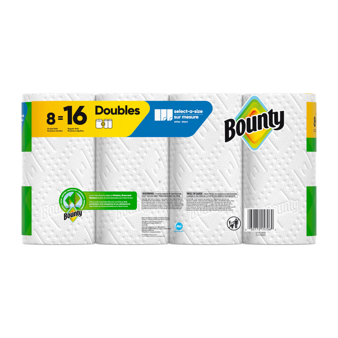 Bounty Paper Towels Select-A-Size White 8 Double Rolls 82 Sheets Per Roll - 8ct/1pk - Image 2