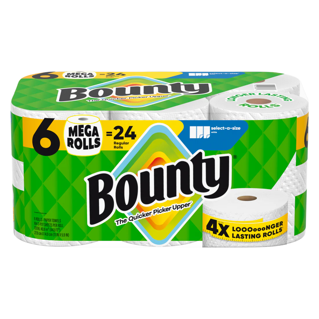 Bounty Paper Towels Select-A-Size White 6 Mega Rolls 164 Sheets Per Roll - 6ct/1pk