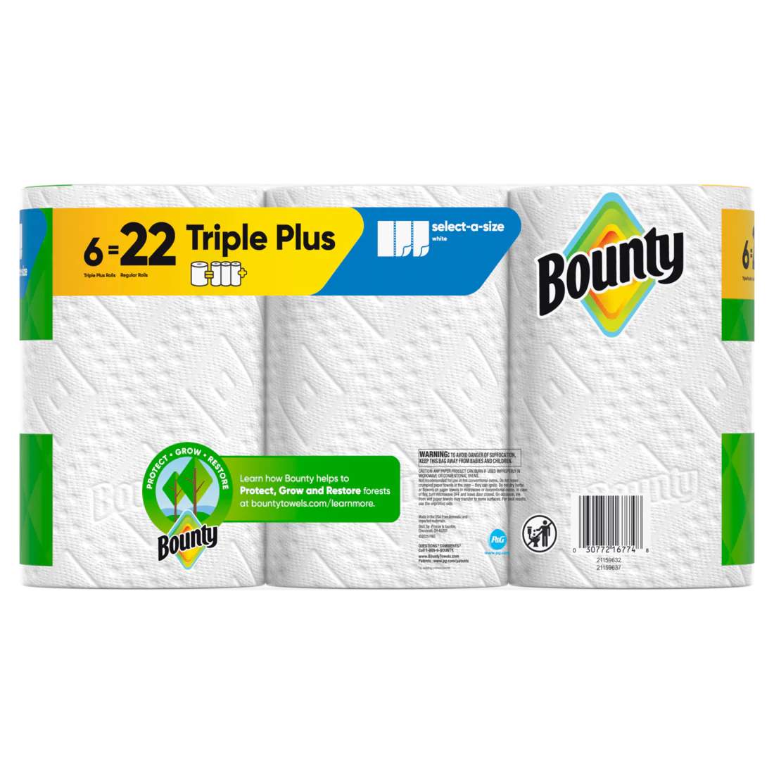 Bounty Paper Towels Select-A-Size White 6 Triple Plus Rolls 151 Sheets Per Roll - 6ct/1pk - Image 2