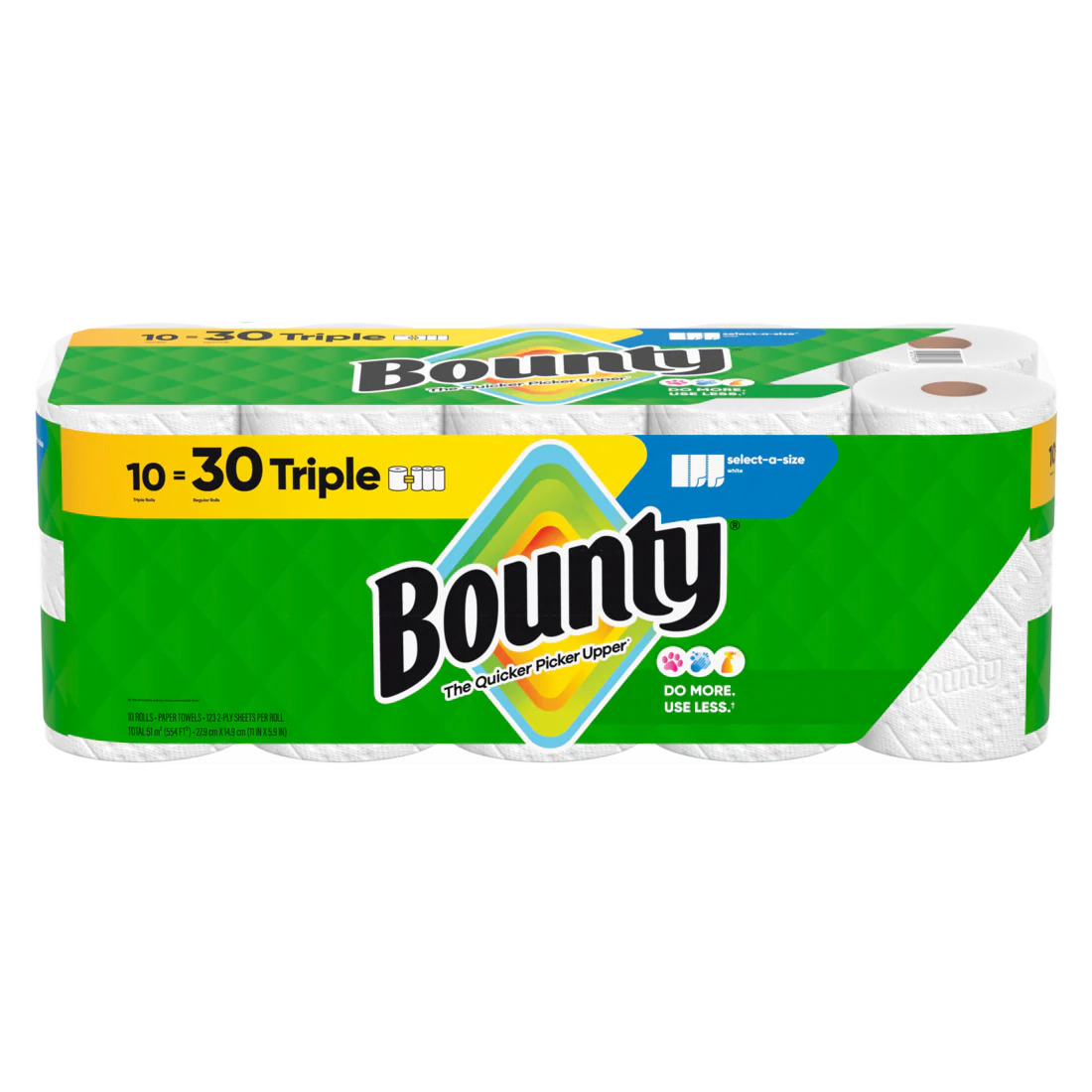 Bounty Paper Towels Select-A-Size White 10 Triple Rolls 123 Sheets Per Roll - 10ct/1pk