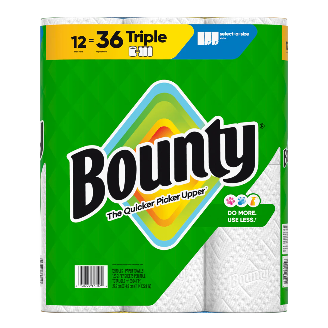 Bounty Paper Towels Select-A-Size White 12 Triple Rolls 123 Sheets Per Roll - 12ct/1pk - Image 2