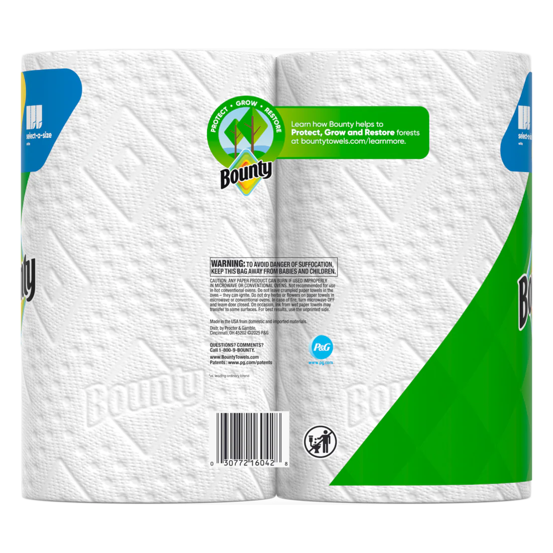 Bounty Paper Towels Select-A-Size White 2 Triple Rolls 123 Sheets Per Roll - 2ct/6pk - Image 2