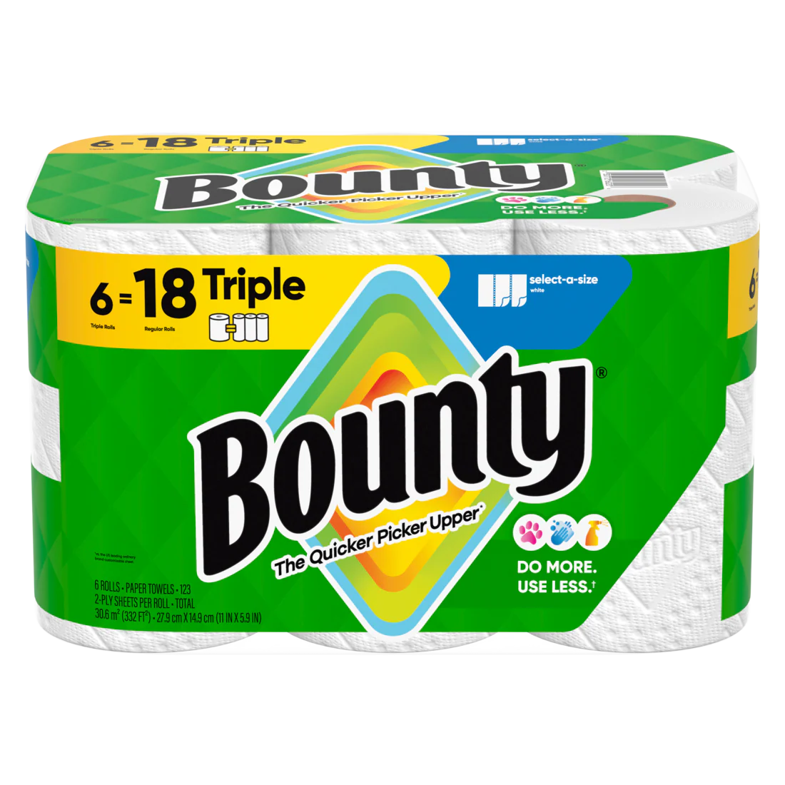 Bounty Paper Towels Select-A-Size White 6 Triple Rolls 123 Sheets Per Roll - 6ct/1pk