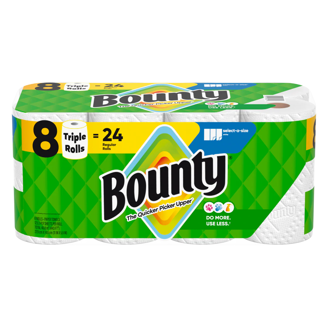Bounty Paper Towels Select-A-Size White 8 Triple Rolls 123 Sheets Per Roll - 8ct/1pk